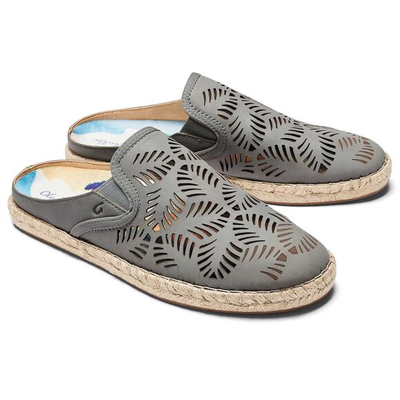 Olukai Kaula 'Olu 'Ili Women’s Espadrille Slides Size 9.5 $120 in Grey - Picture 1 of 11